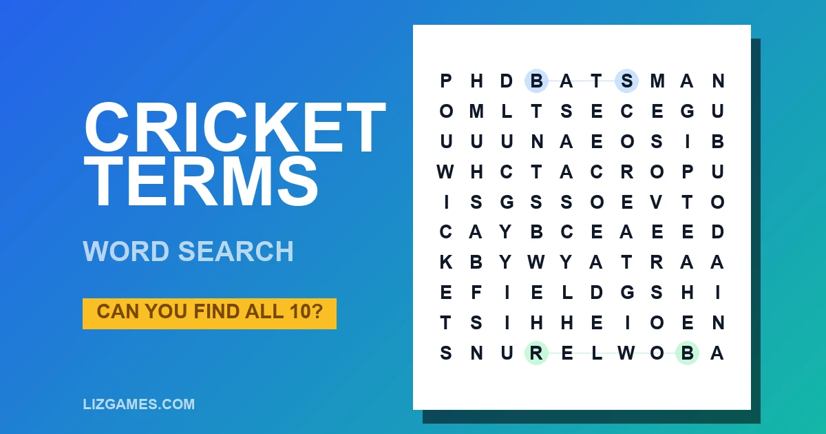 Cricket Terms Word Search