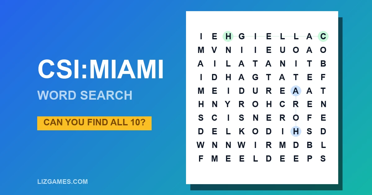 CSI:MIAMI Word Search
