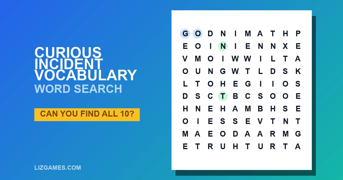 Curious Incident Vocabulary Word Search