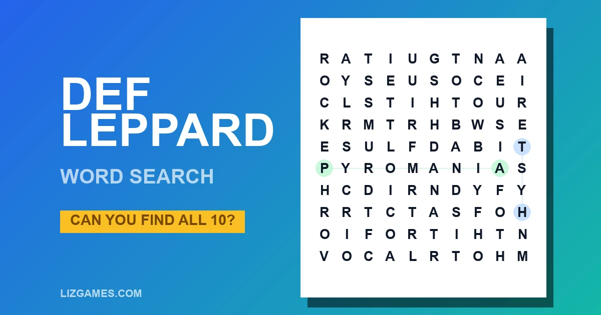 Def Leppard Word Search