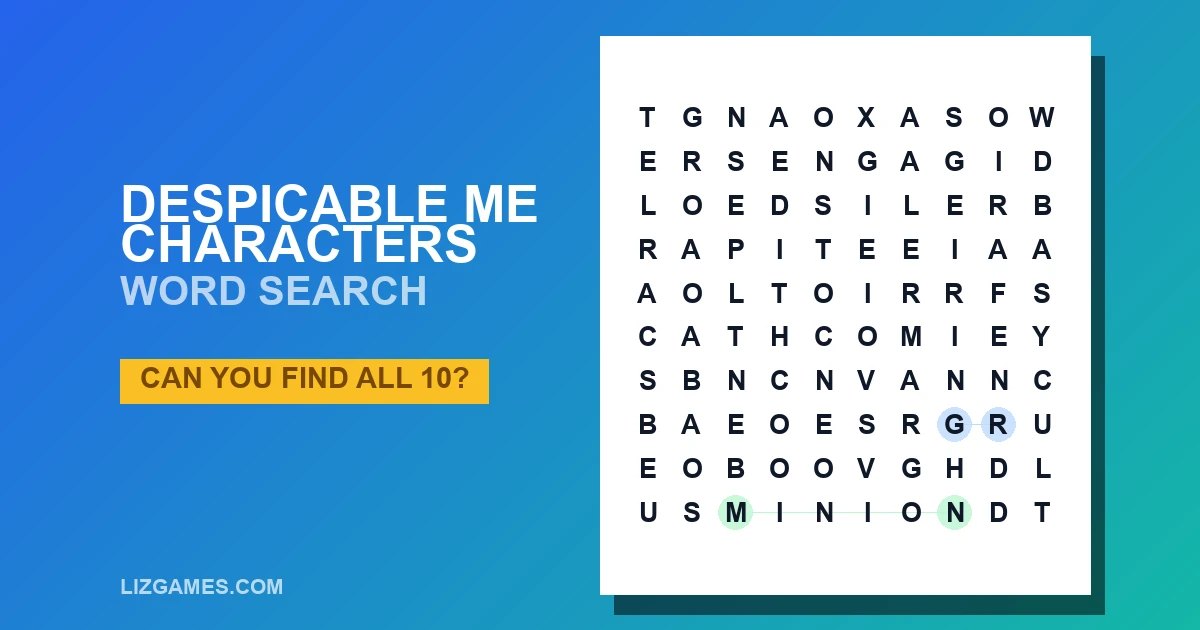 Despicable Me Characters Word Search