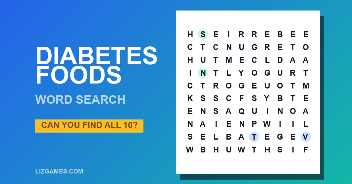 Diabetes Foods Word Search