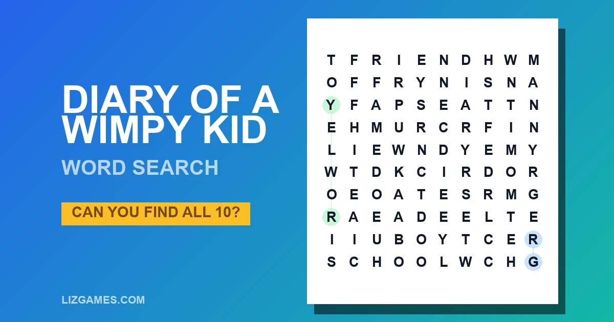 Diary of a Wimpy Kid Word Search