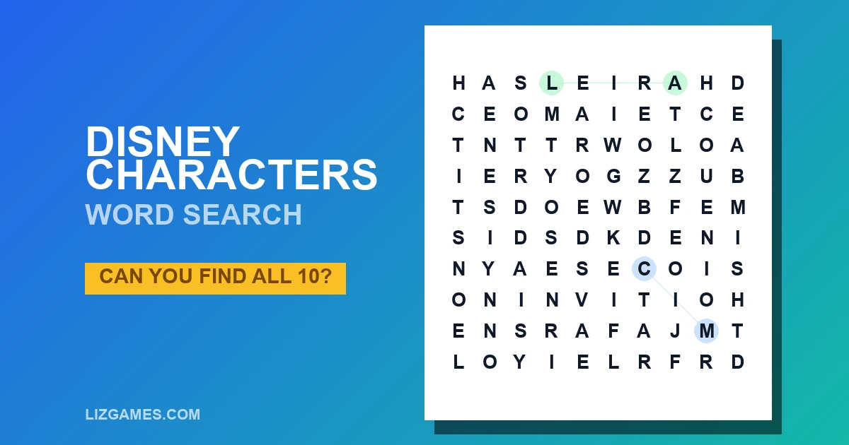 Disney Characters Word Search