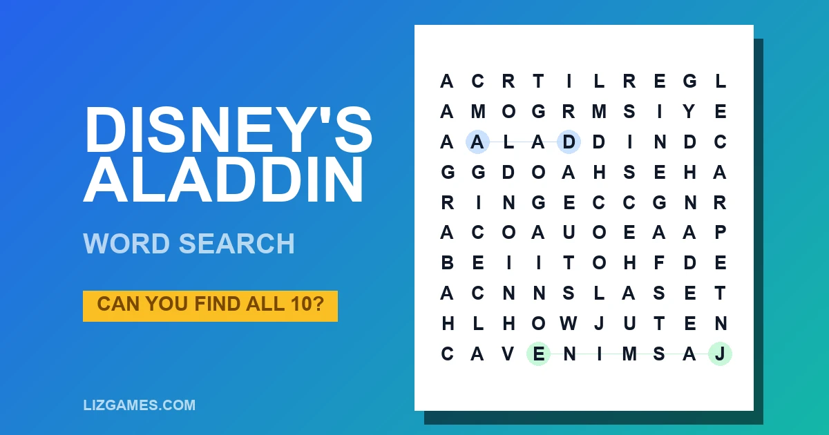 Disney's Aladdin Word Search