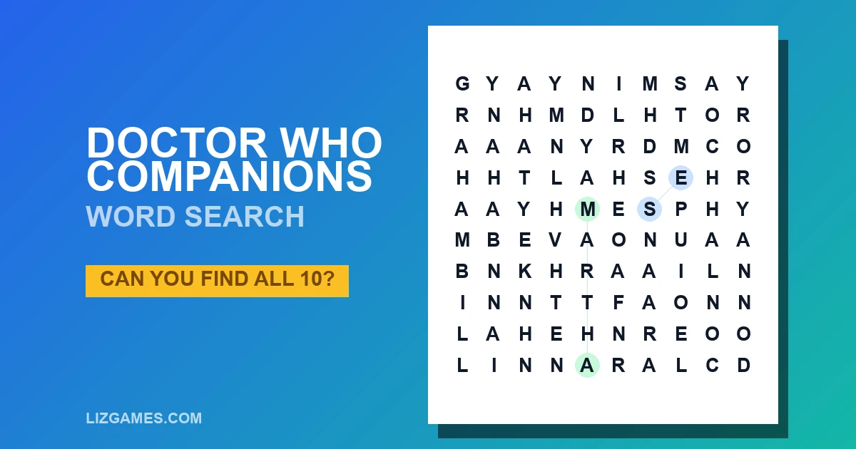 Doctor Who Companions Word Search