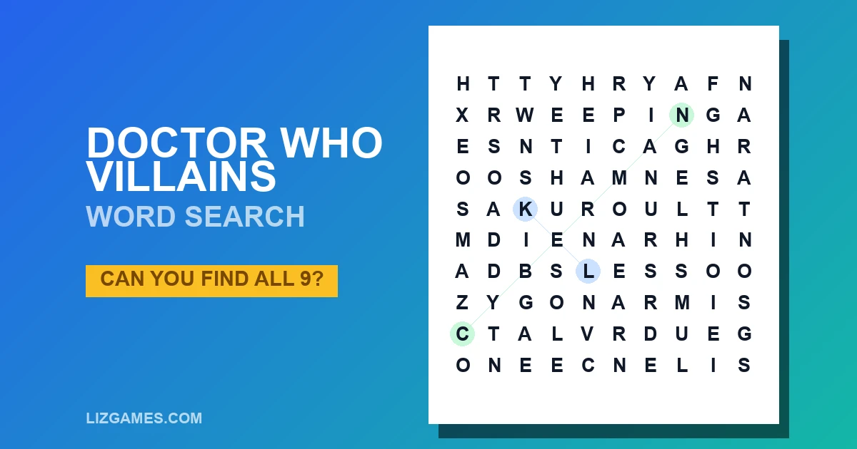 Doctor Who Villains Word Search