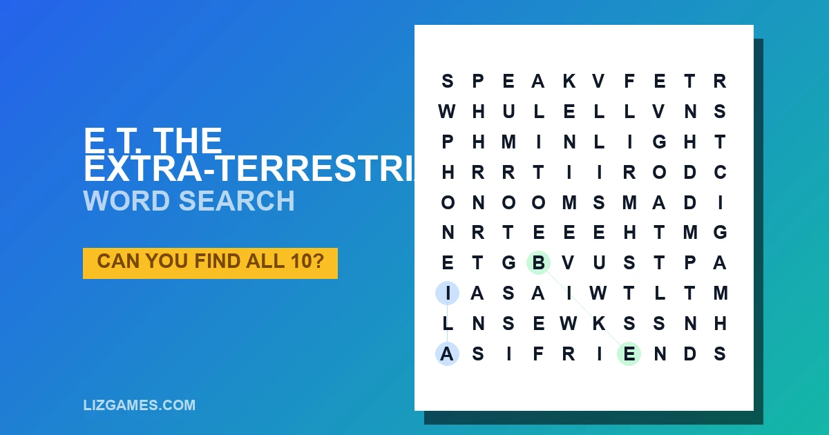 E.T. The Extra-Terrestrial Word Search