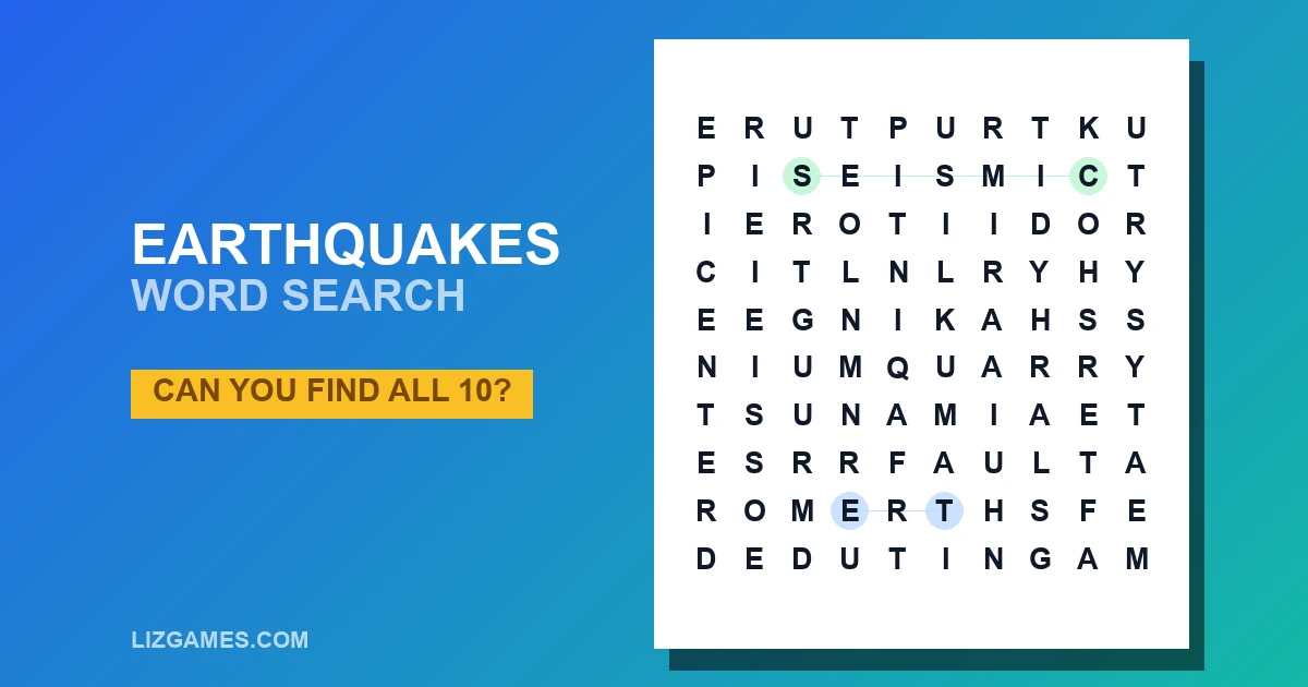 Earthquakes Word Search