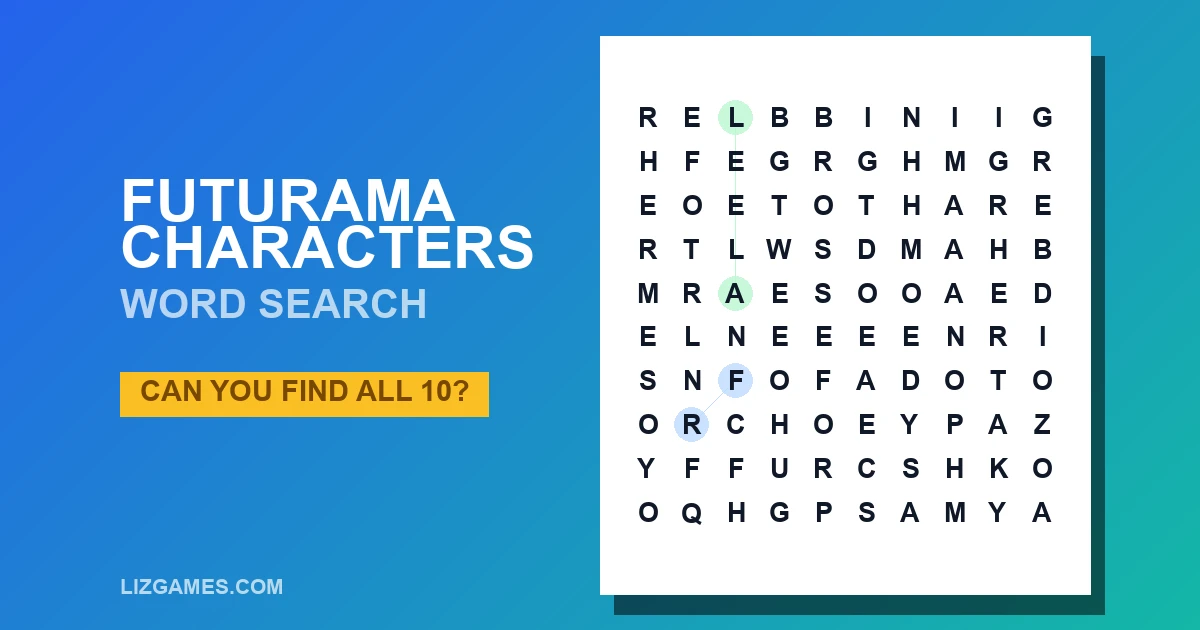 Futurama Characters Word Search